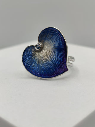 Anello smaltato artigianale con Zaffiro - CORTESE