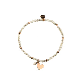 Braccialetto elastico con perle palline e cuore - Bracciale - Gioielleria Cortese Ornella