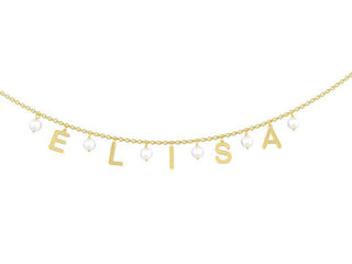Collana personalizzata in oro con lettere e Perle bianche ⭐ - Gioiello Personalizzabile - Gioielleria Cortese Ornella