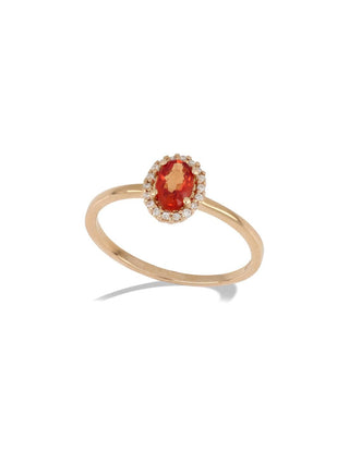 Gemoro - Anello in Oro Rosa con Zaffiro Rosso (Ct. 0,550) contornato di Diamanti (Ct. 0,065) - Anello - Gioielleria Cortese Ornella