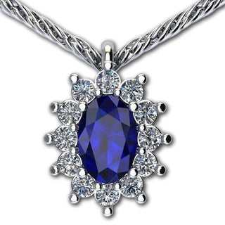 Gemoro - Girocollo in Oro Bianco con Zaffiro Blu (Ct. 0,630) e Diamanti (Ct. 0,220) - Girocollo - Gioielleria Cortese Ornella