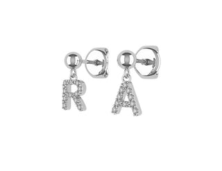 Orecchini personalizzabili in argento con iniziali pendenti e Zirconi - Gioielleria Cortese Ornella